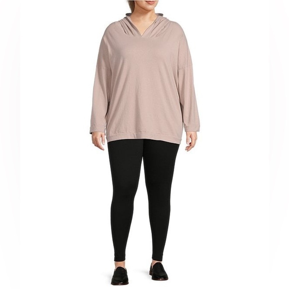 bryn walker frank cotton knit v-neck long sleeve hoodie